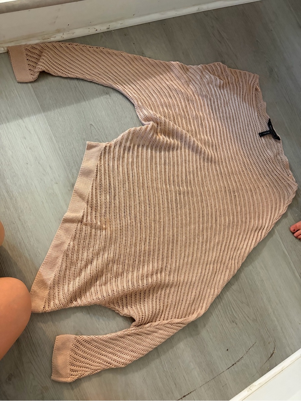 BCBGMaxAzria Open-Knit Dusty Pink Scoop Neck Sweater